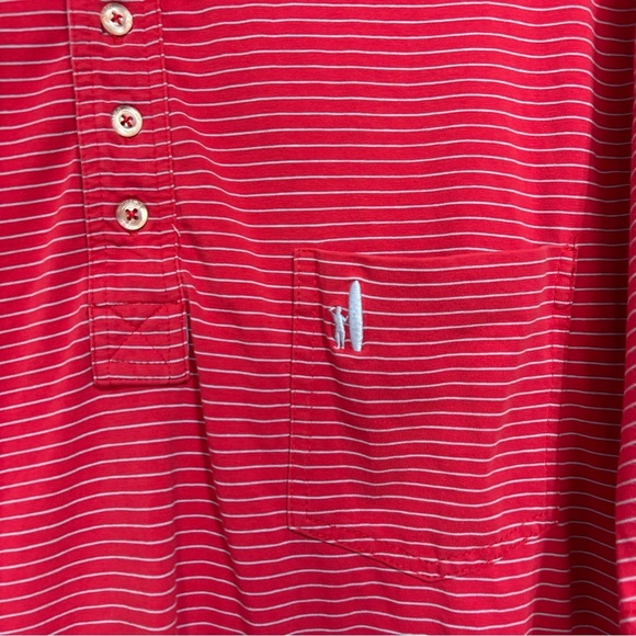 Johnnie-O Hangin' Out Red Striped Polo Short Sleeve Men's Large Shirt HOLE FLAW - Picture 2 of 11